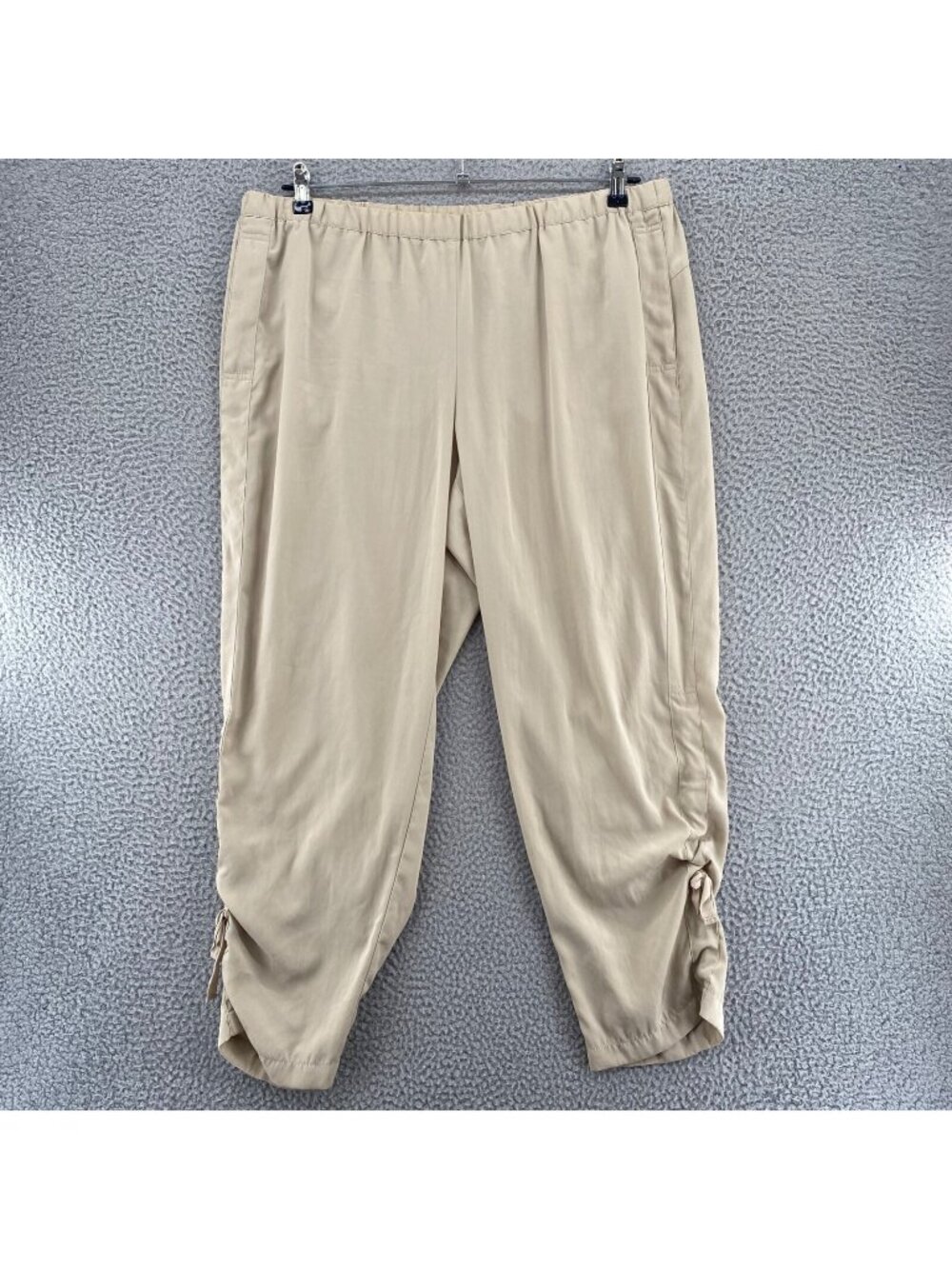 Chicos Pants Womens 3 US 16 Beige Tie Cinched Ankle Pockets High Rise Trousers
